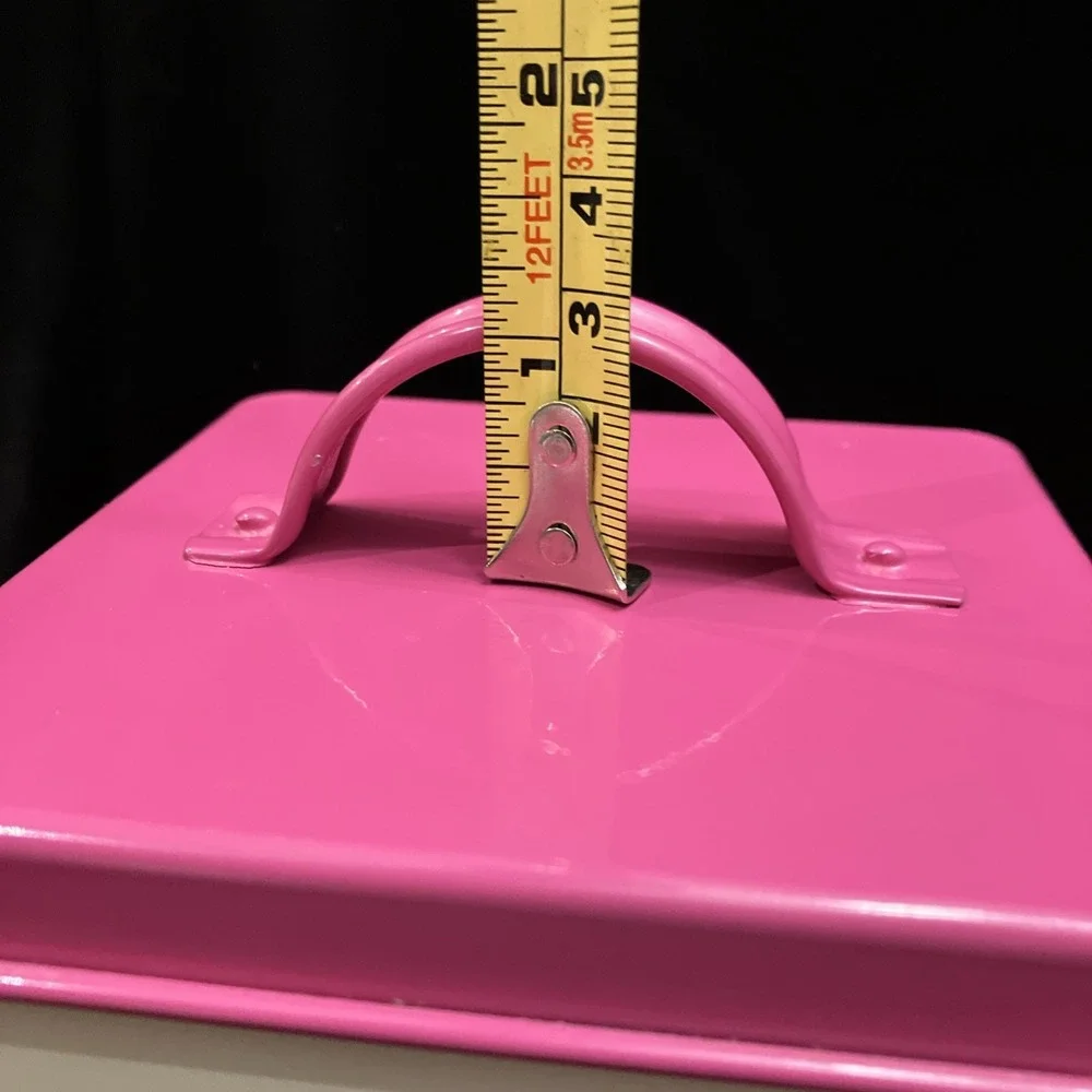 Retro Metal Square Biscuits & Tea Canister Set Off-White w/ Hot Pink Lids Dorm